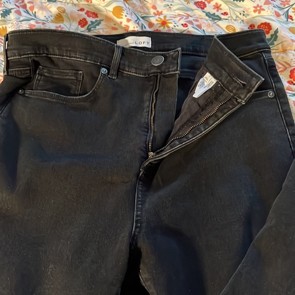 Loft Really cool never worn  high-waisted straight crop black jeans